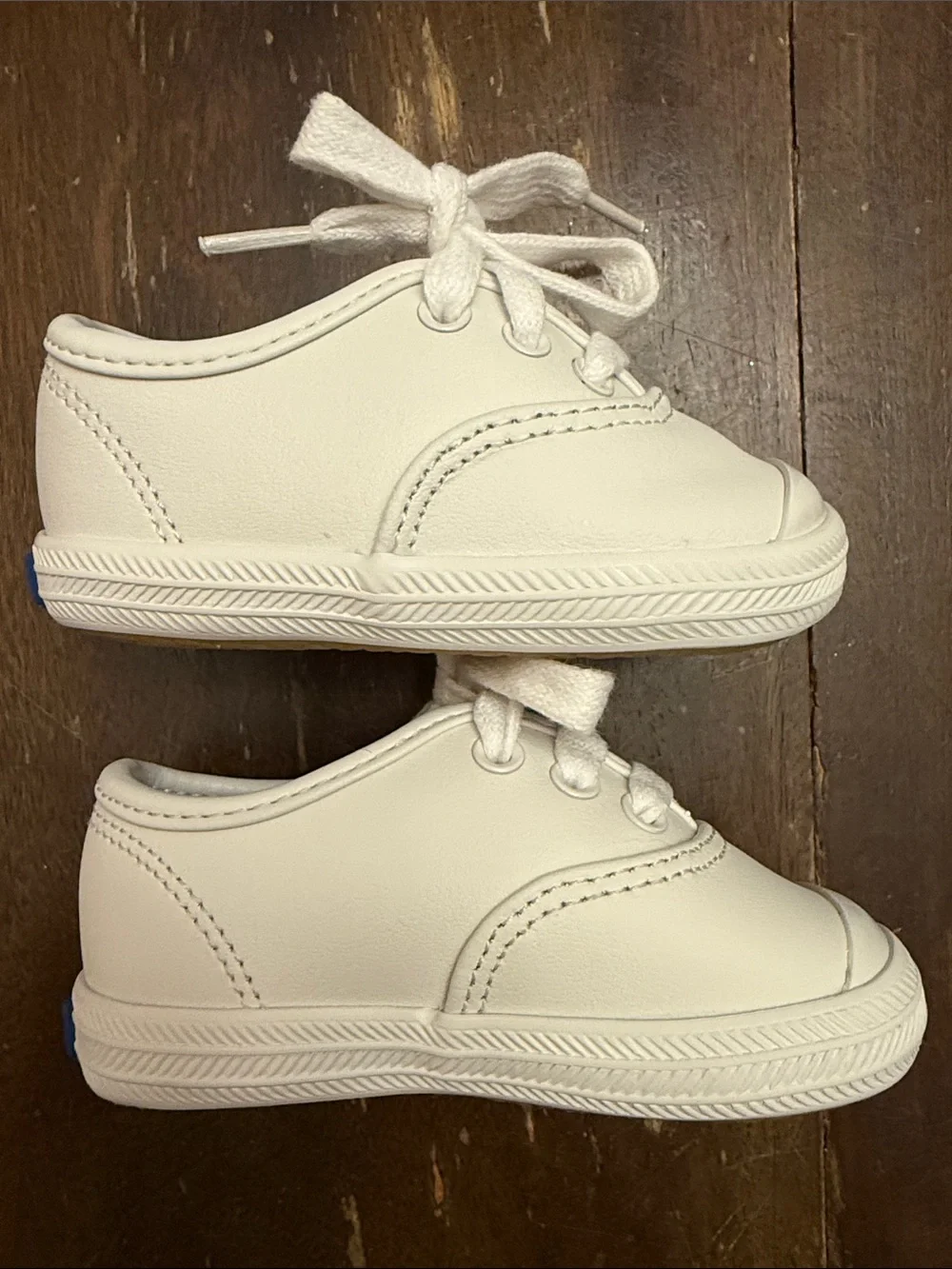 Keds White Toddler Lace-Up Leather Sneakers